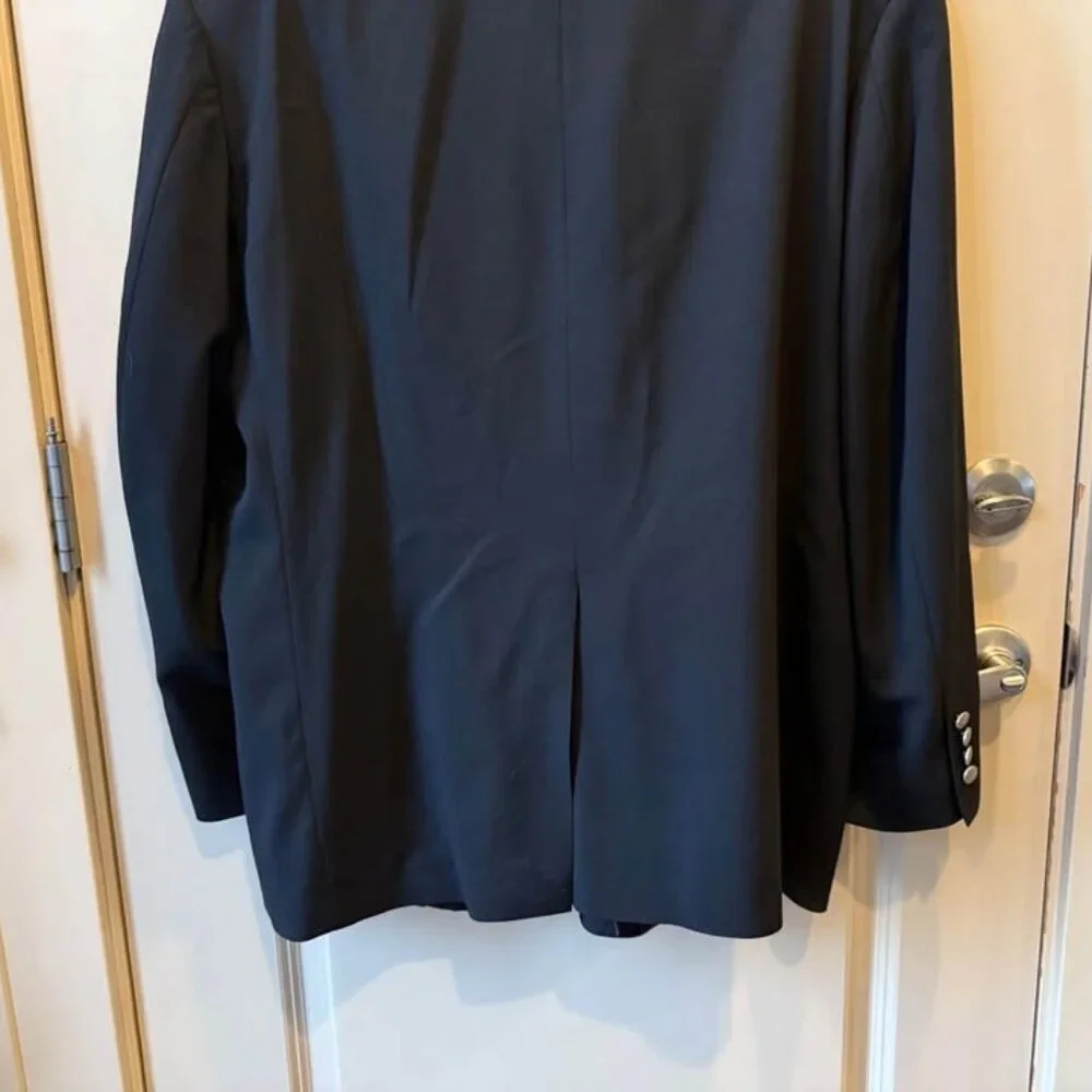 Men’s Lands’‎ End Classic Black Blazer Wool with Rayon Lining - Size 46R